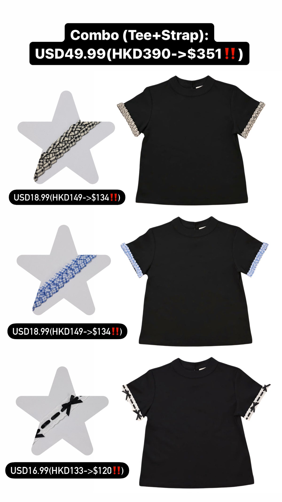 Patchy - Cotton Tee with Studded Straps