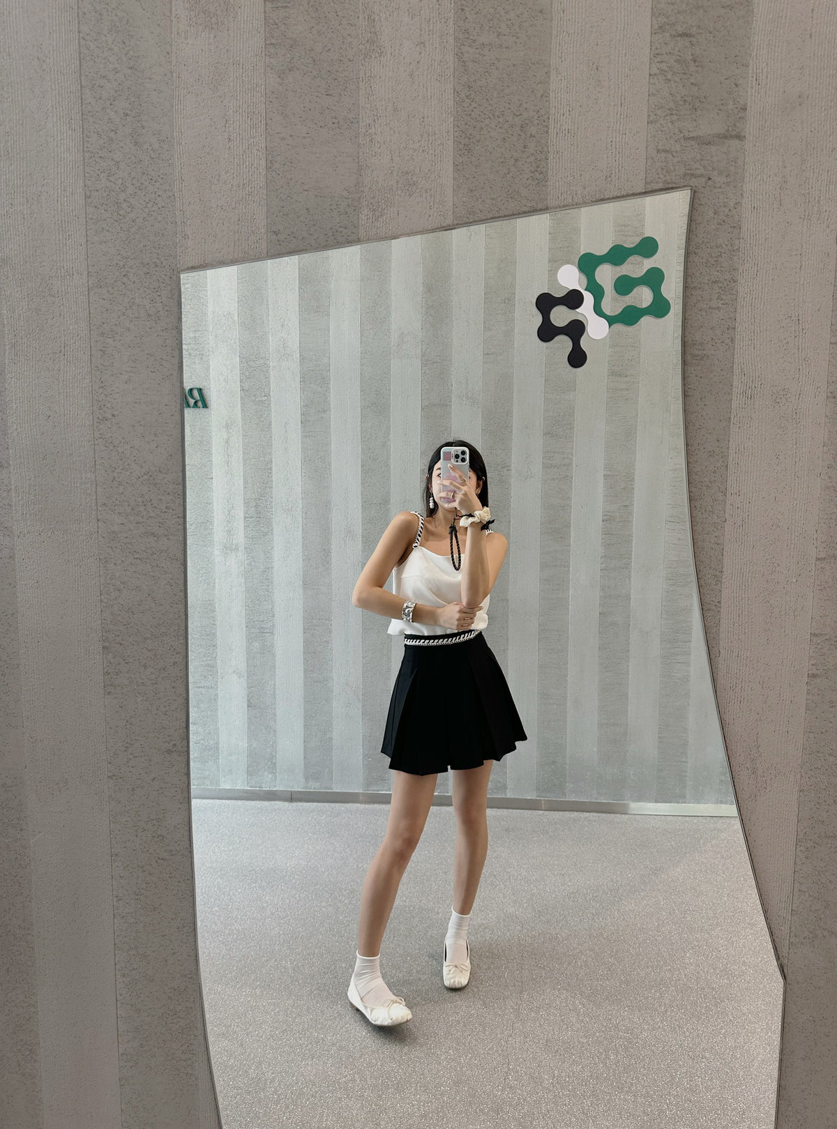 Patchy - Pleated Mini Skirt with Chain strap