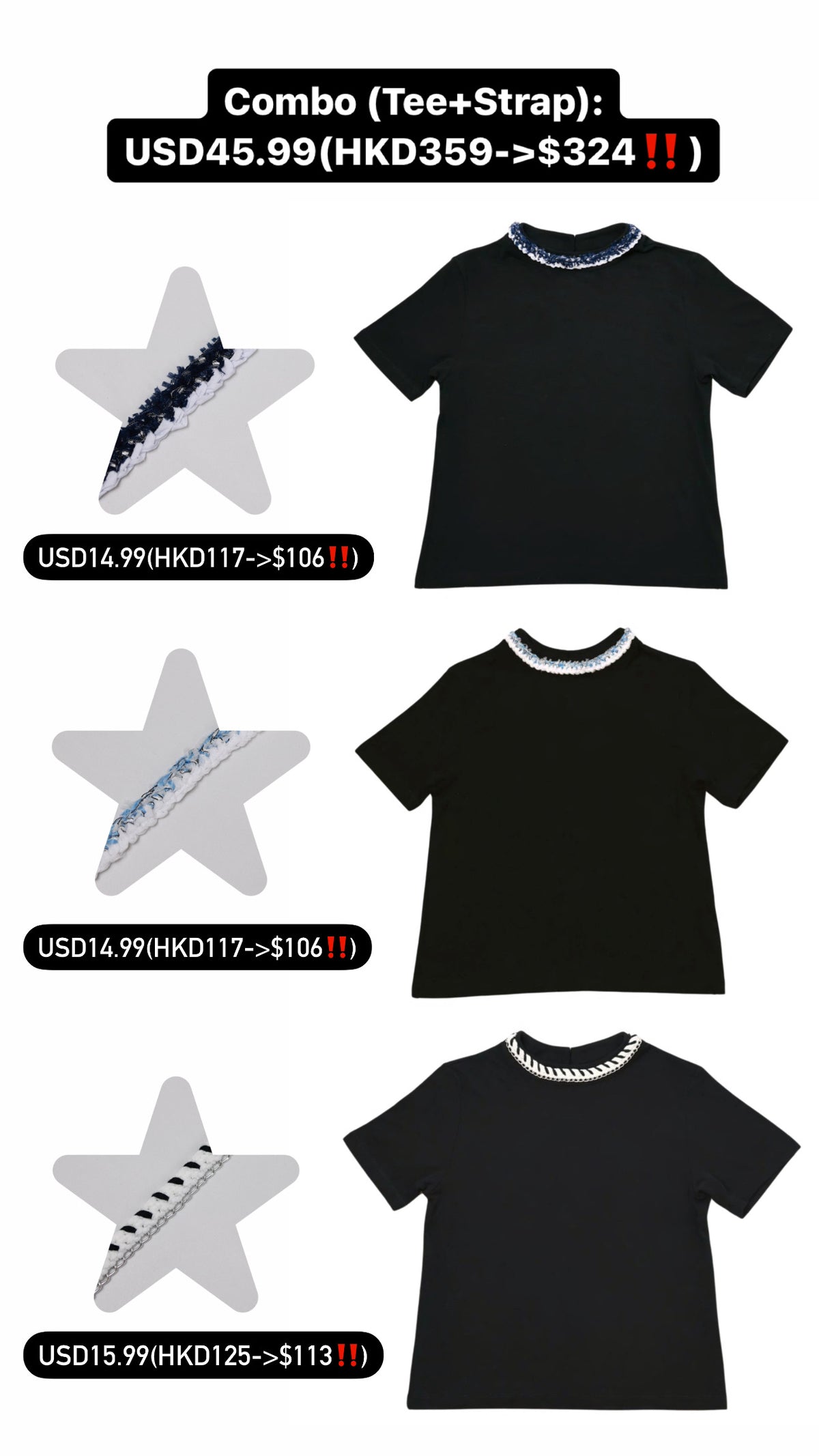 Patchy - Stretch knit T-shirt with Chain Strap