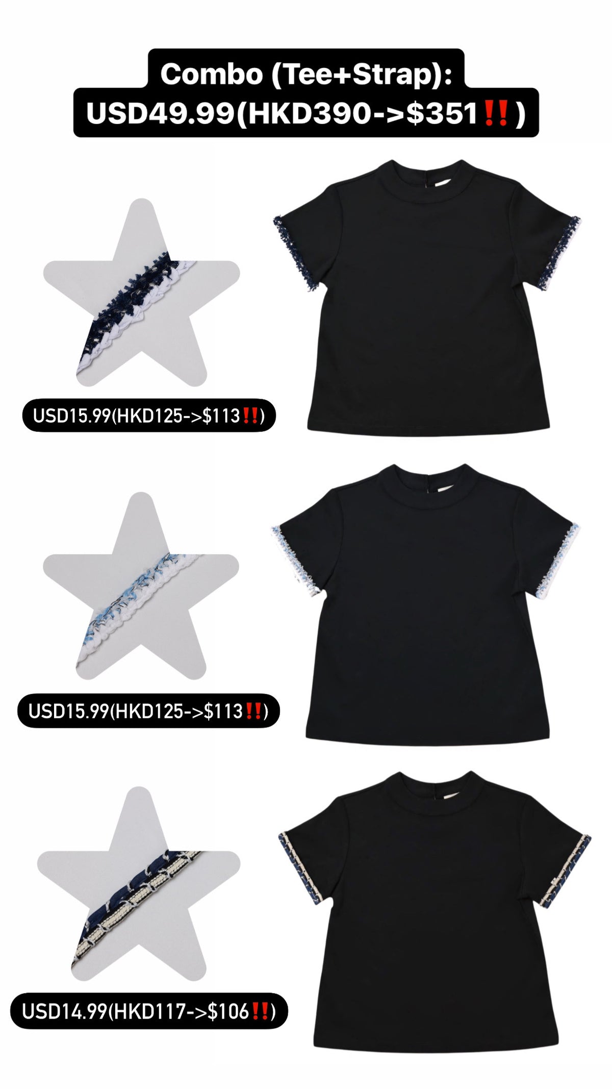 Patchy - Cotton Tee with Studded Straps
