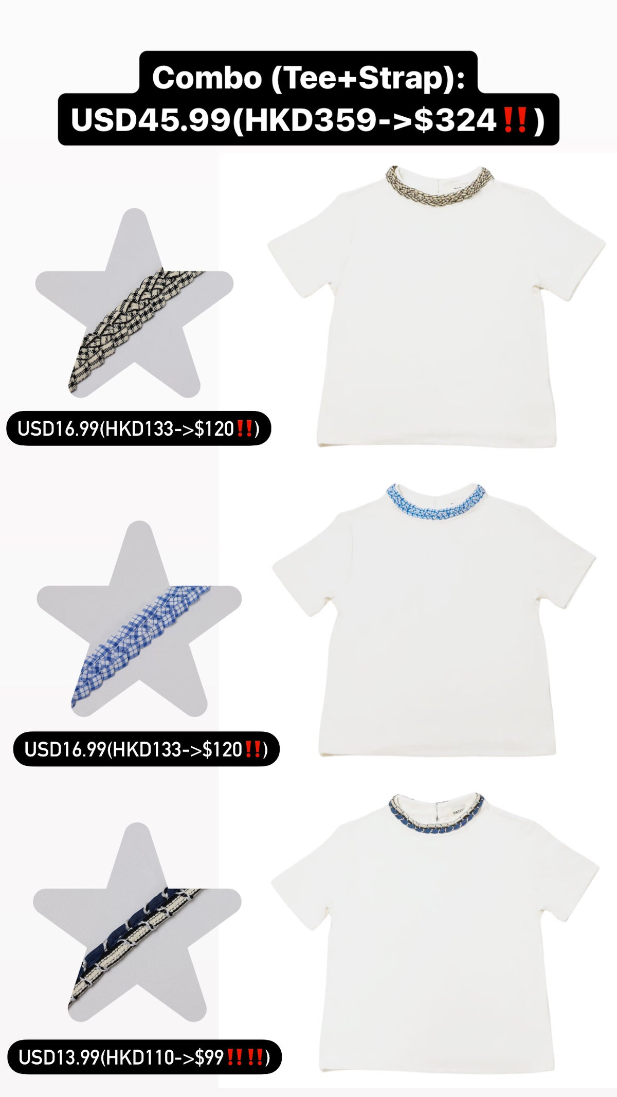 Patchy - Stretch knit T-shirt with Chain Strap