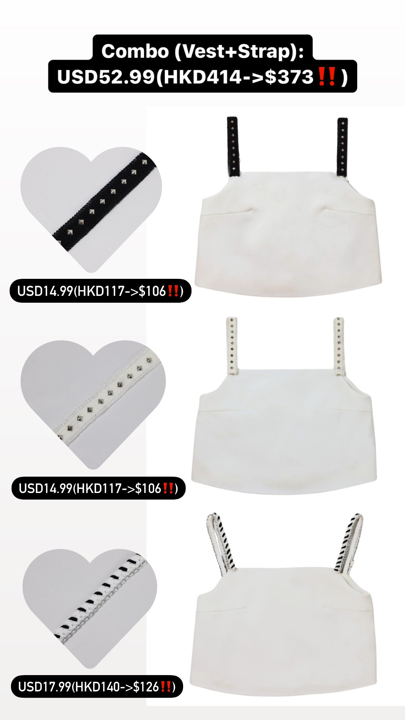 Patchy - Loose-fit A-line Vest with Chain Strap