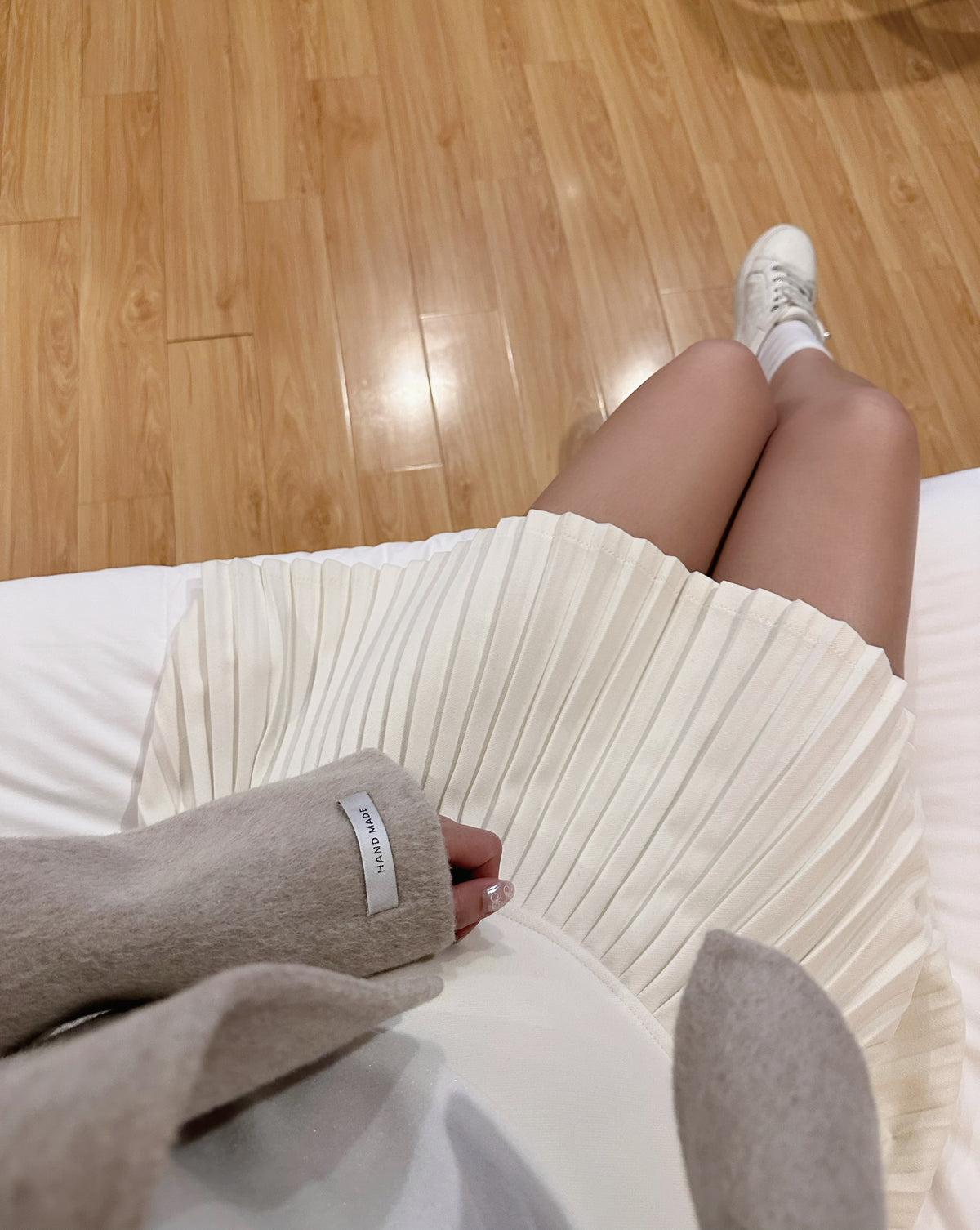 High-Waisted Soft Knit Pleated Tennis Skirt