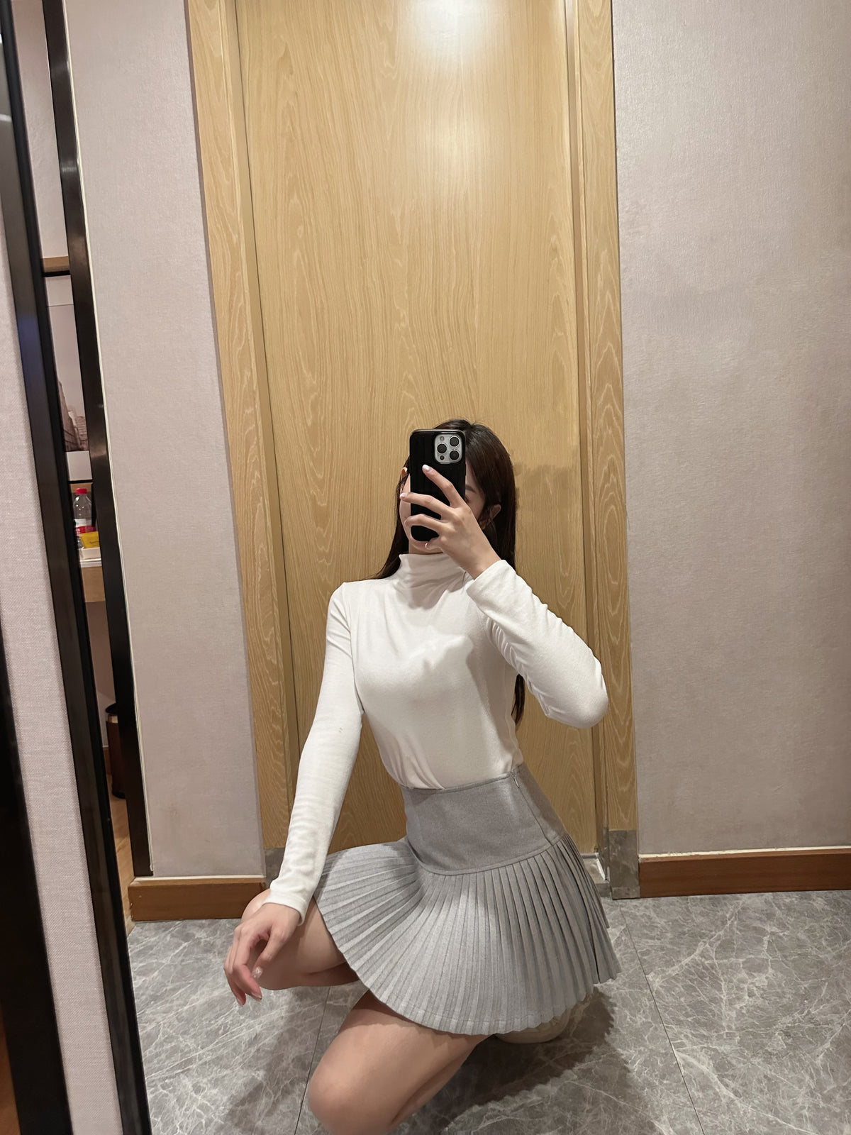 High-Waisted Soft Knit Pleated Tennis Skirt