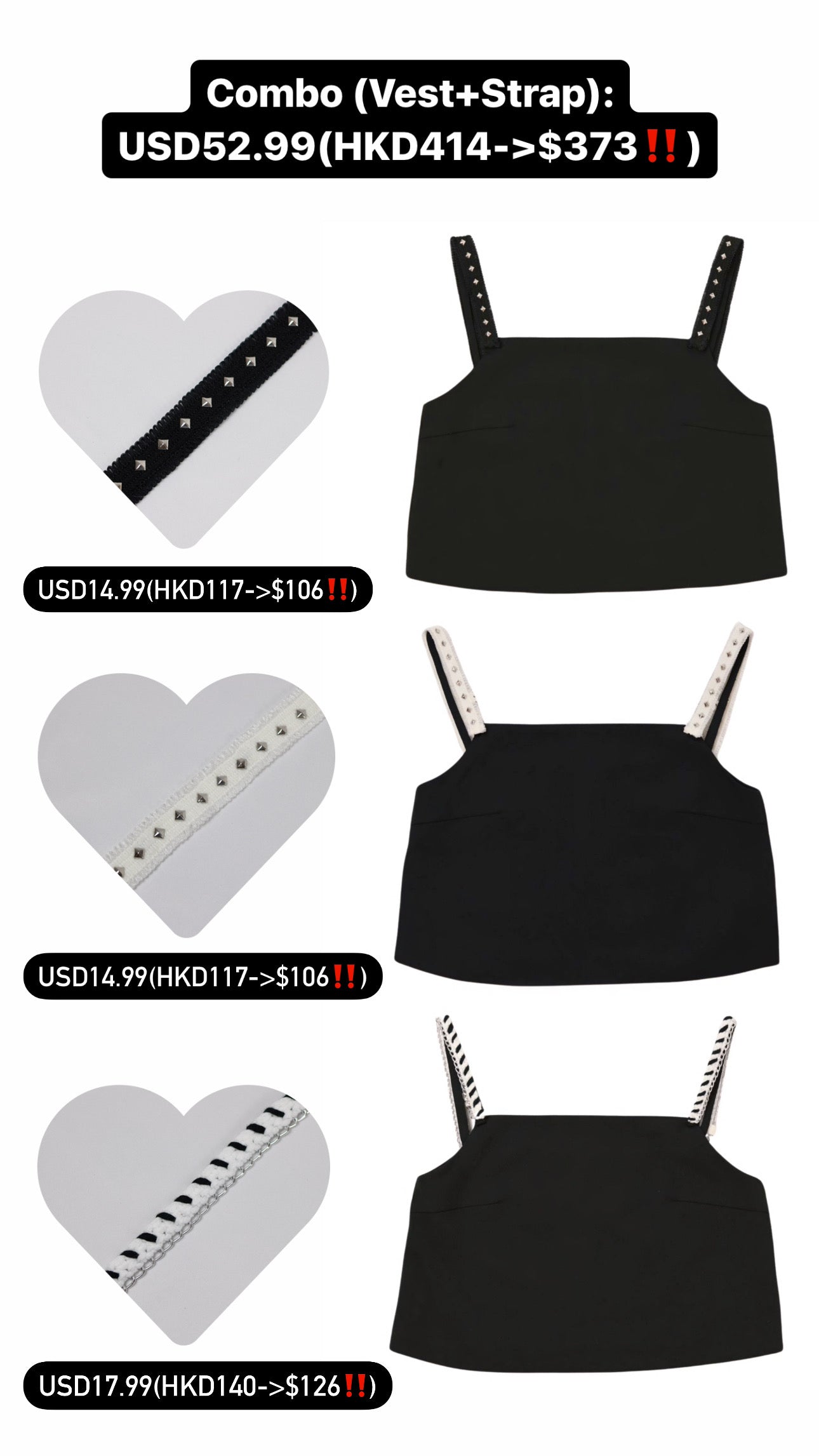 Patchy - Loose-fit A-line Vest with Chain Strap
