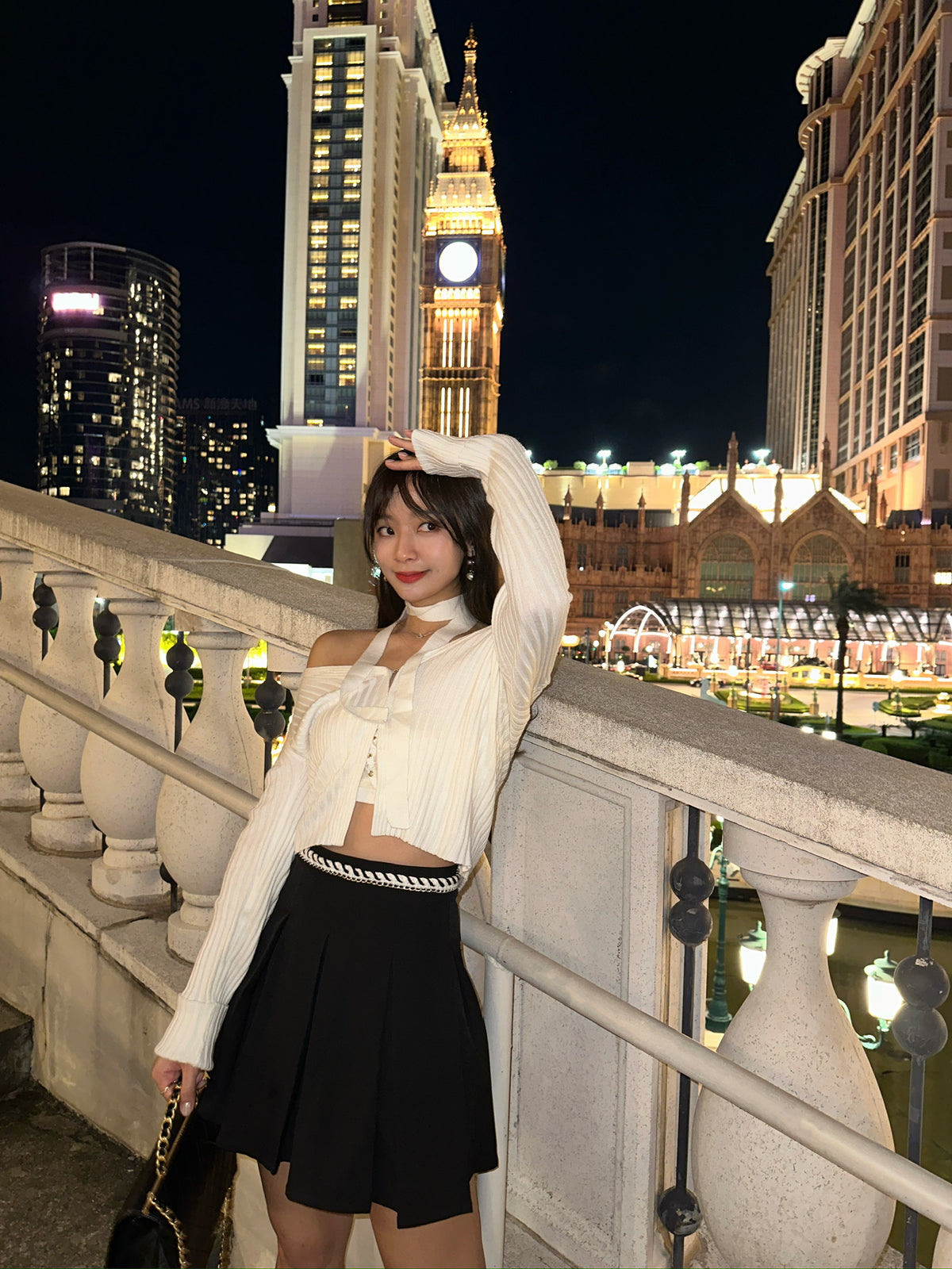 Patchy - Pleated Mini Skirt with Chain strap