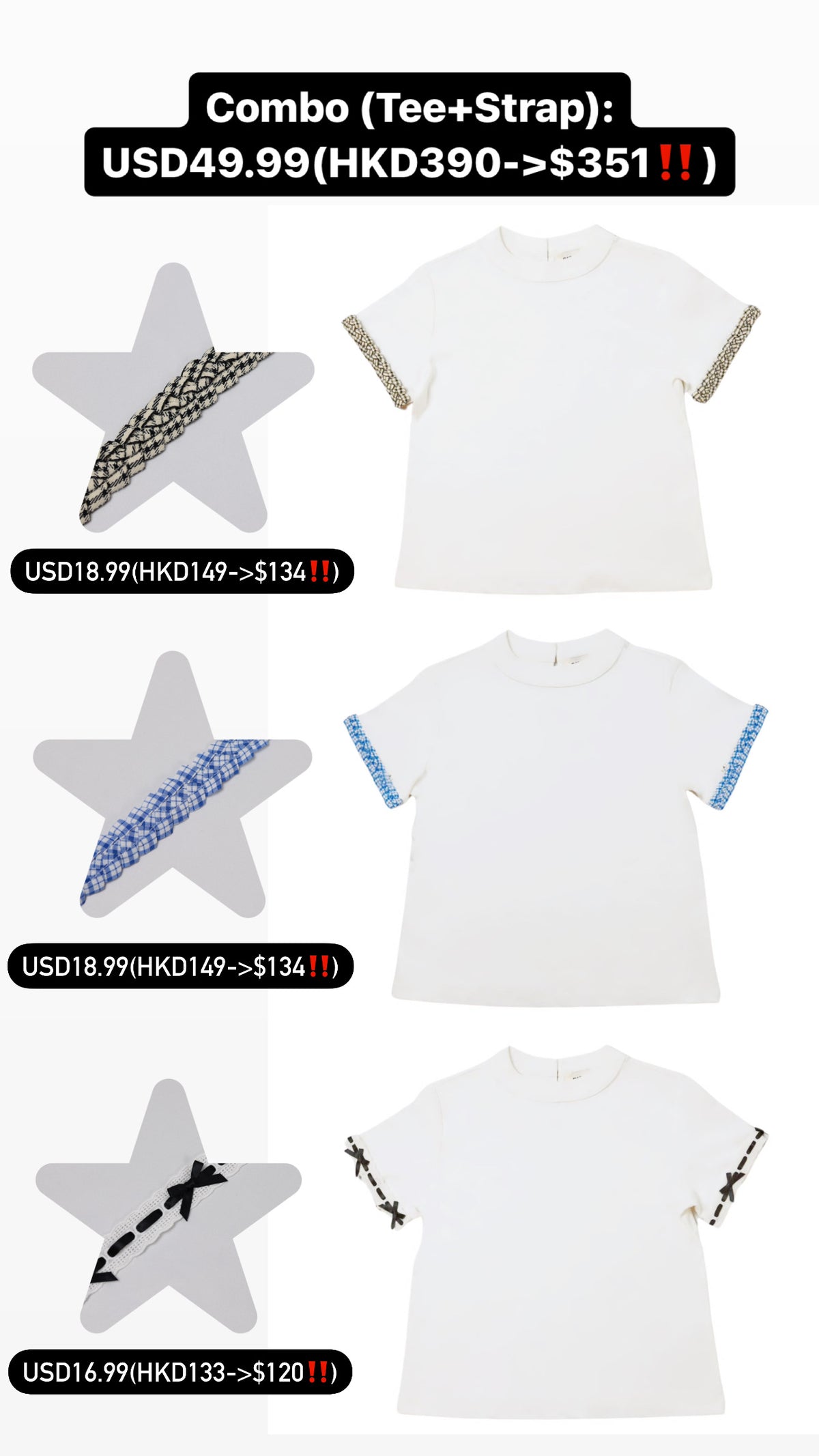 Patchy - Cotton Tee with Studded Straps
