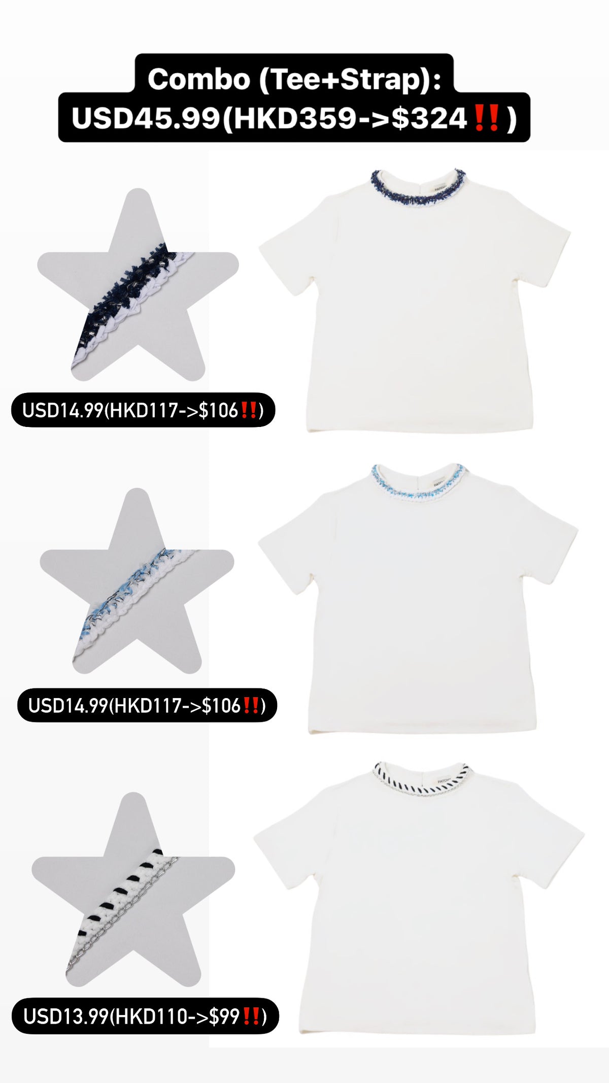 Patchy - Stretch knit T-shirt with Chain Strap