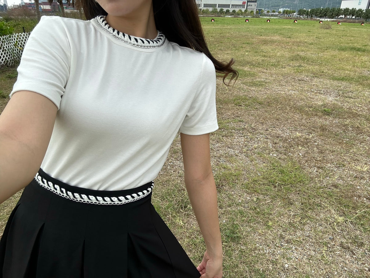 Patchy - Pleated Mini Skirt with Chain strap