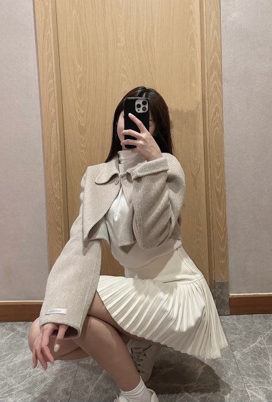 High-Waisted Soft Knit Pleated Tennis Skirt