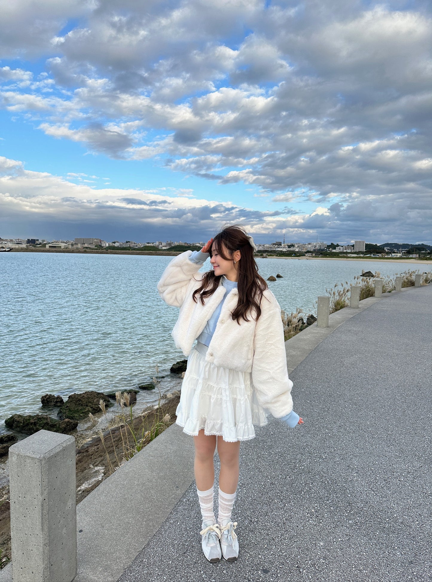Patchy - Blue Cropped Hoodie with White Hat