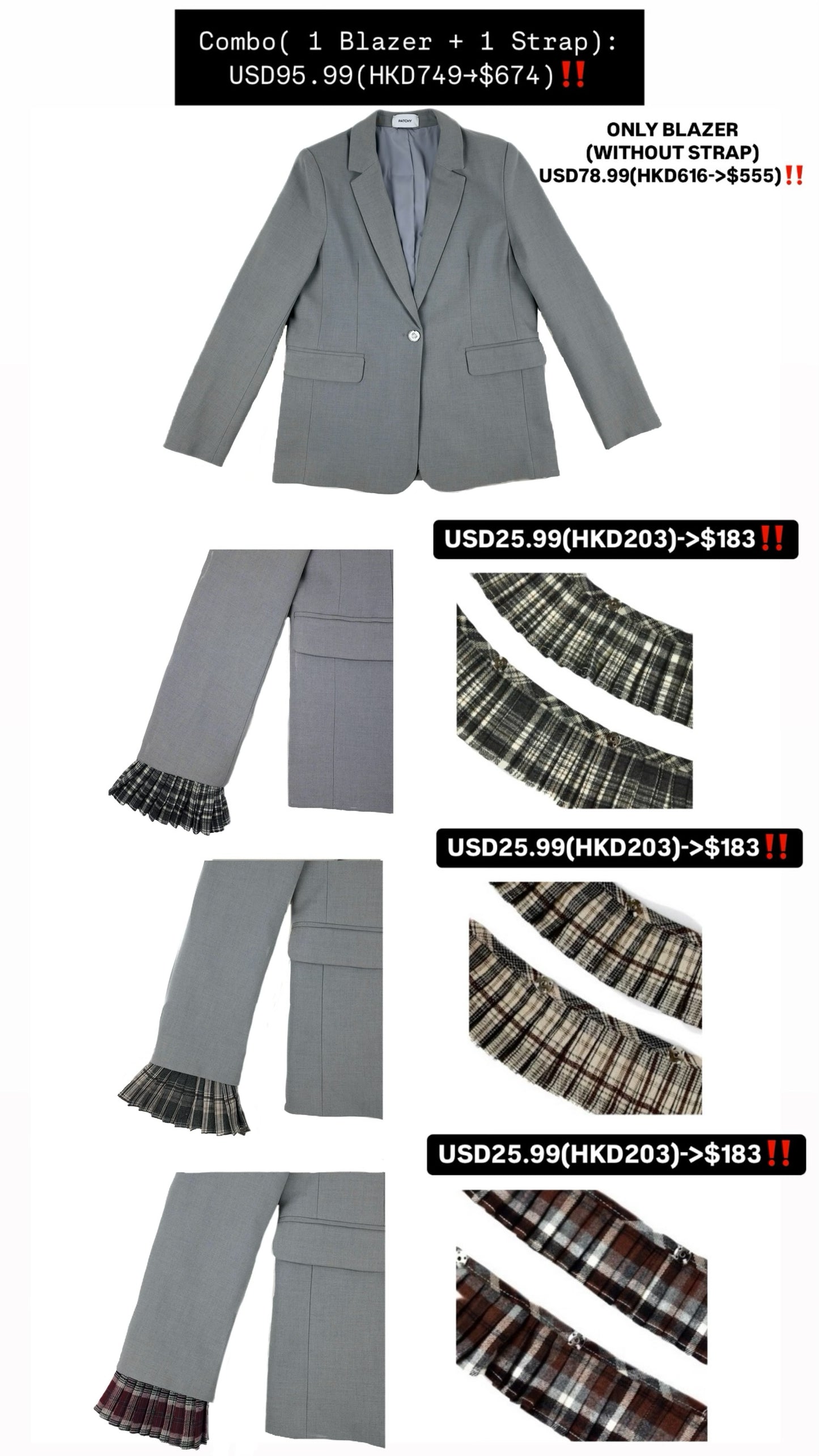 Patchy - Grey Blazer（Only Blazer Without Strap）