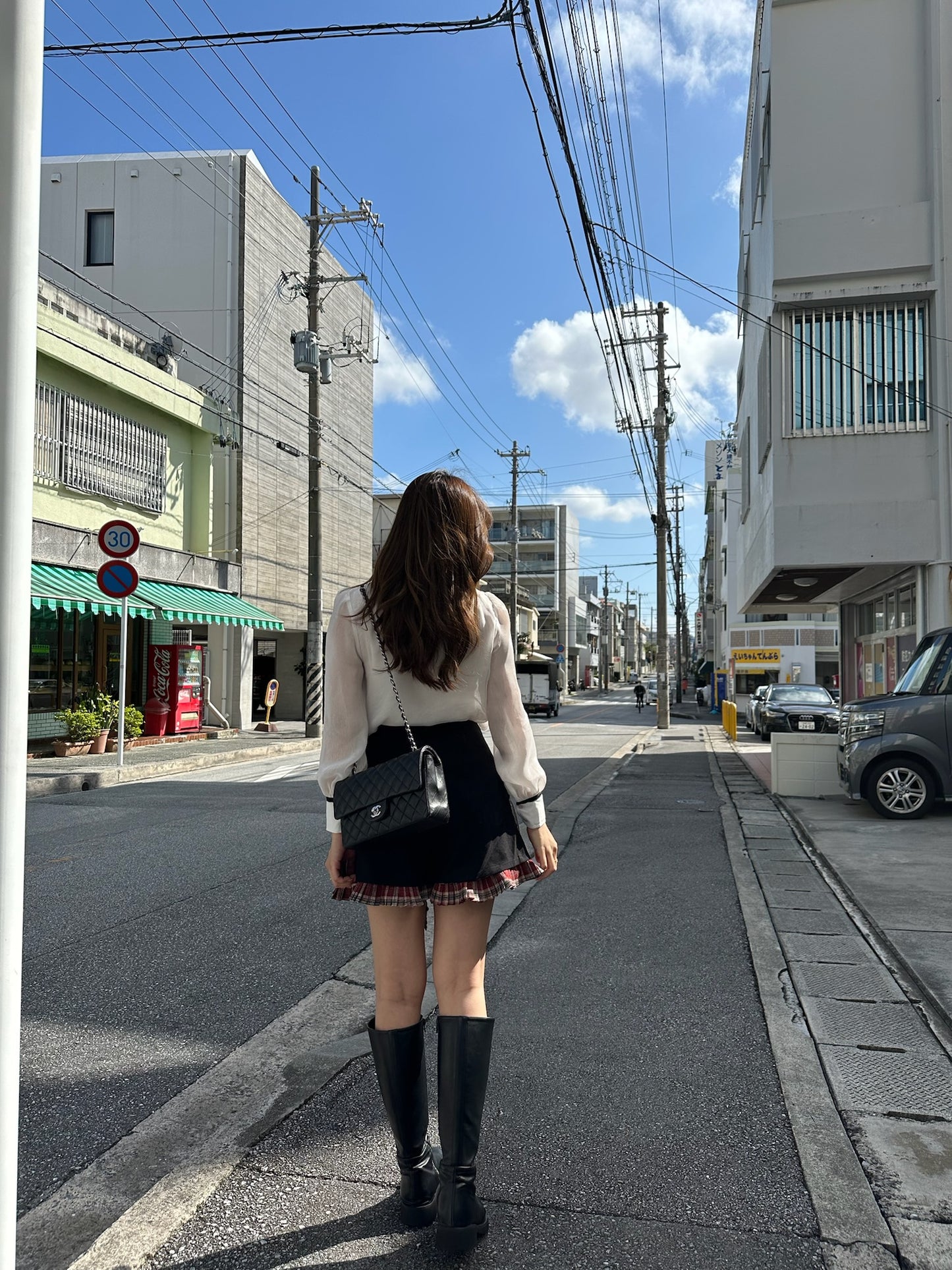 Patchy - Woolen A-Line Shorts with Red Checked Strap