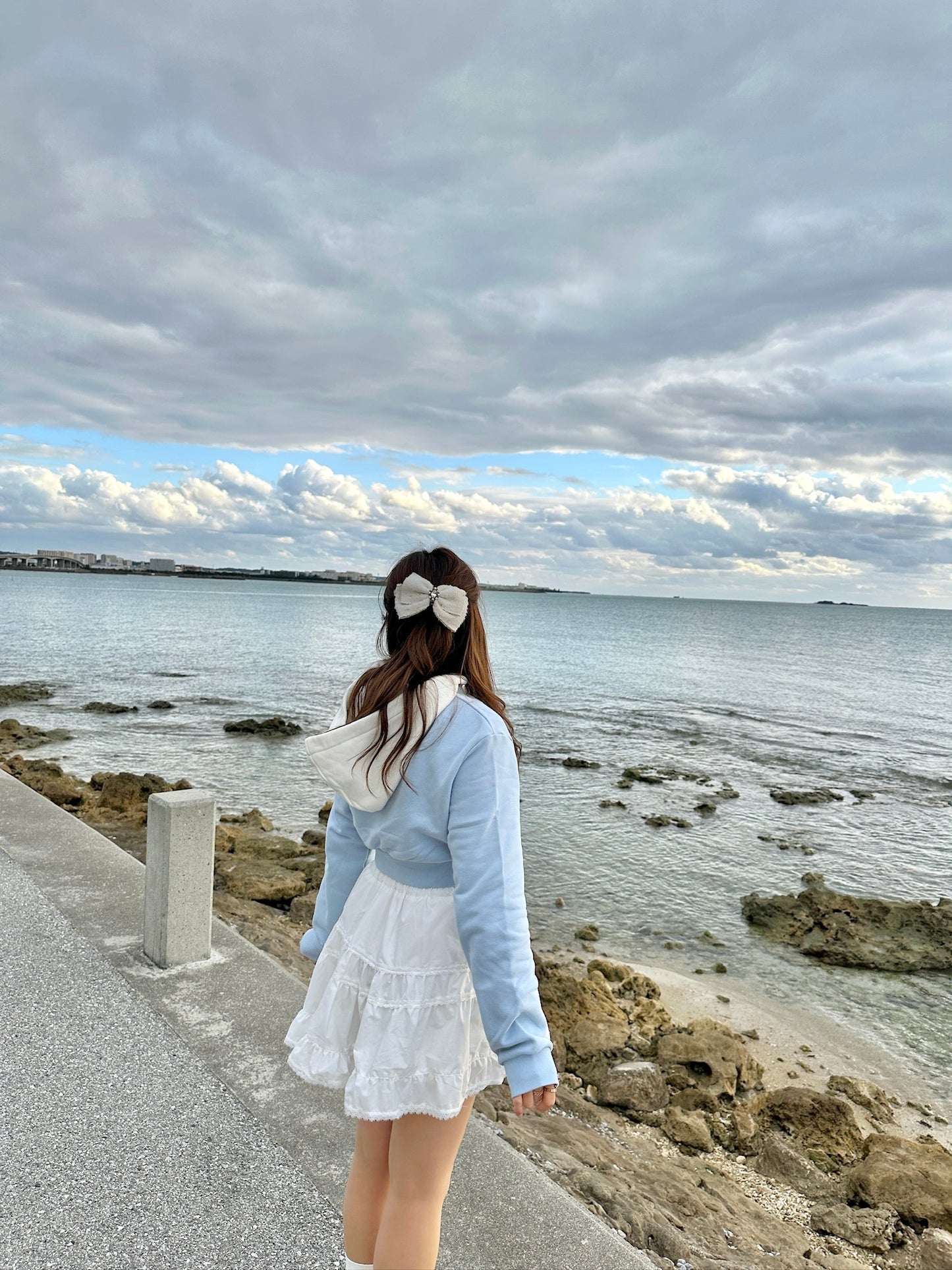 Patchy - Blue Cropped Hoodie with White Hat