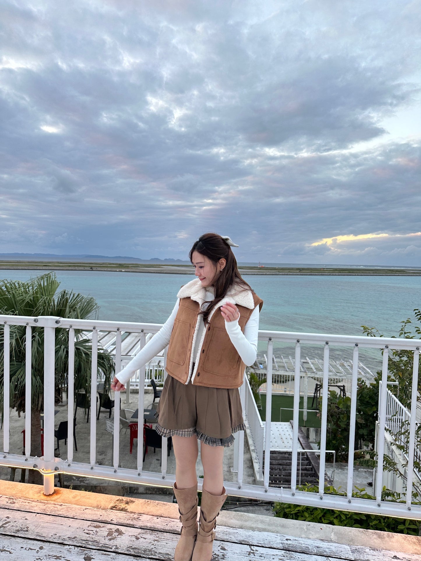 Patchy - Woolen A-Line Shorts with Brown Checked Strap