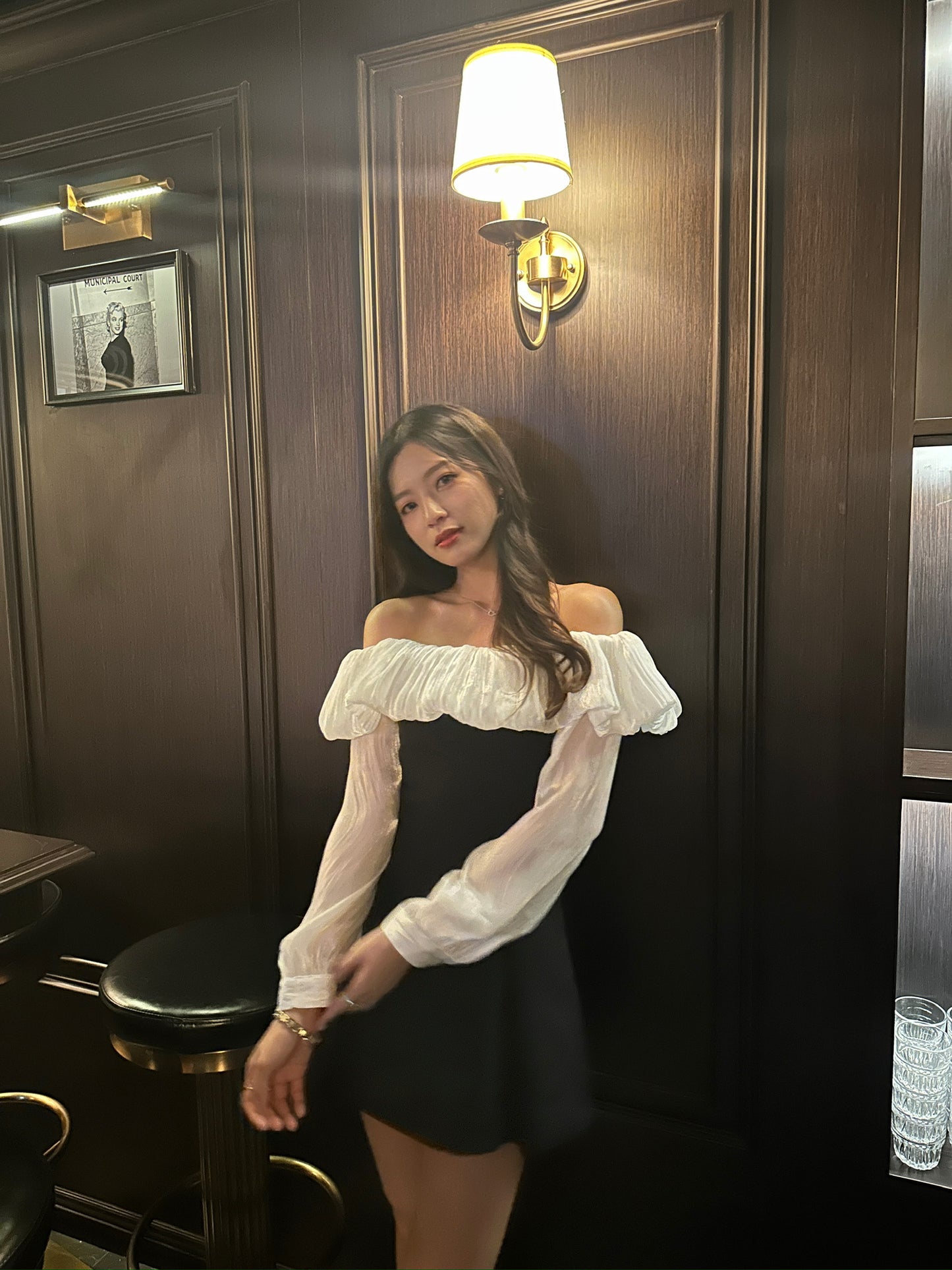 Lilian shining off shoulder dress