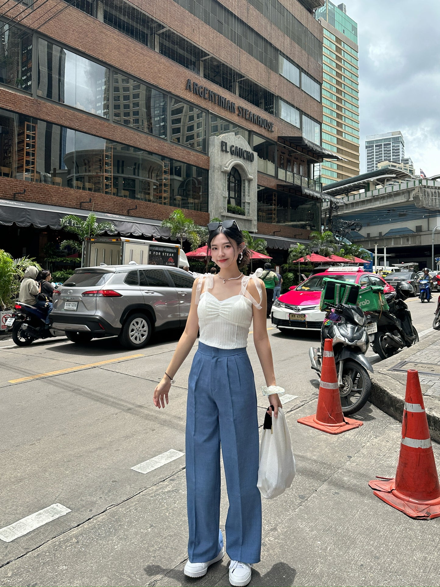 Ribbon ribbed vest with pads