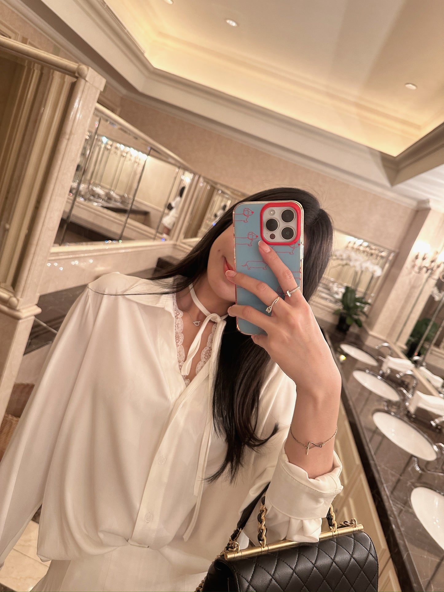 White blouse with double lace straps