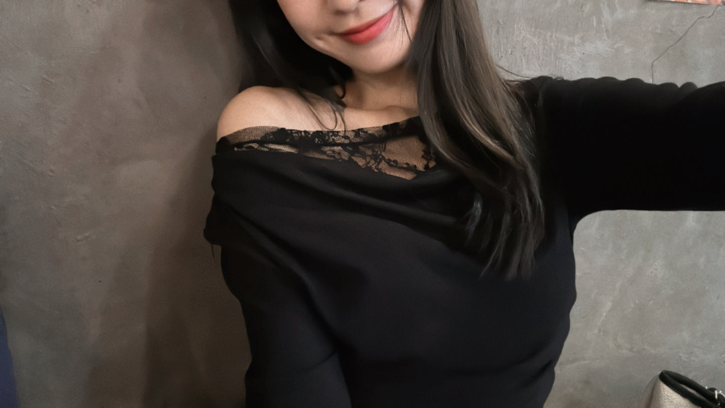Sexy lace off shoulder top