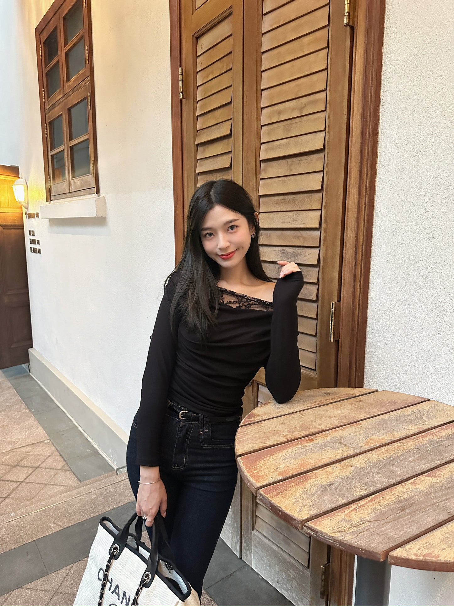 Sexy lace off shoulder top