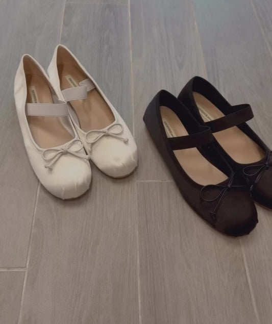 SE9 Rounded-toe Ribbon Silk Ballet